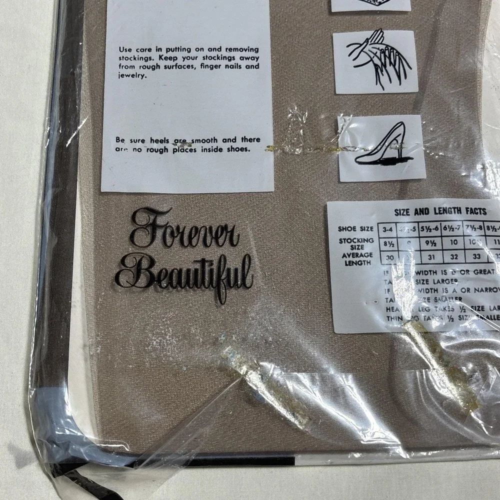 Vintage 1960s Coffee Stretch Nylon Pantyhose Forever‎ Beautiful Size 10.5
